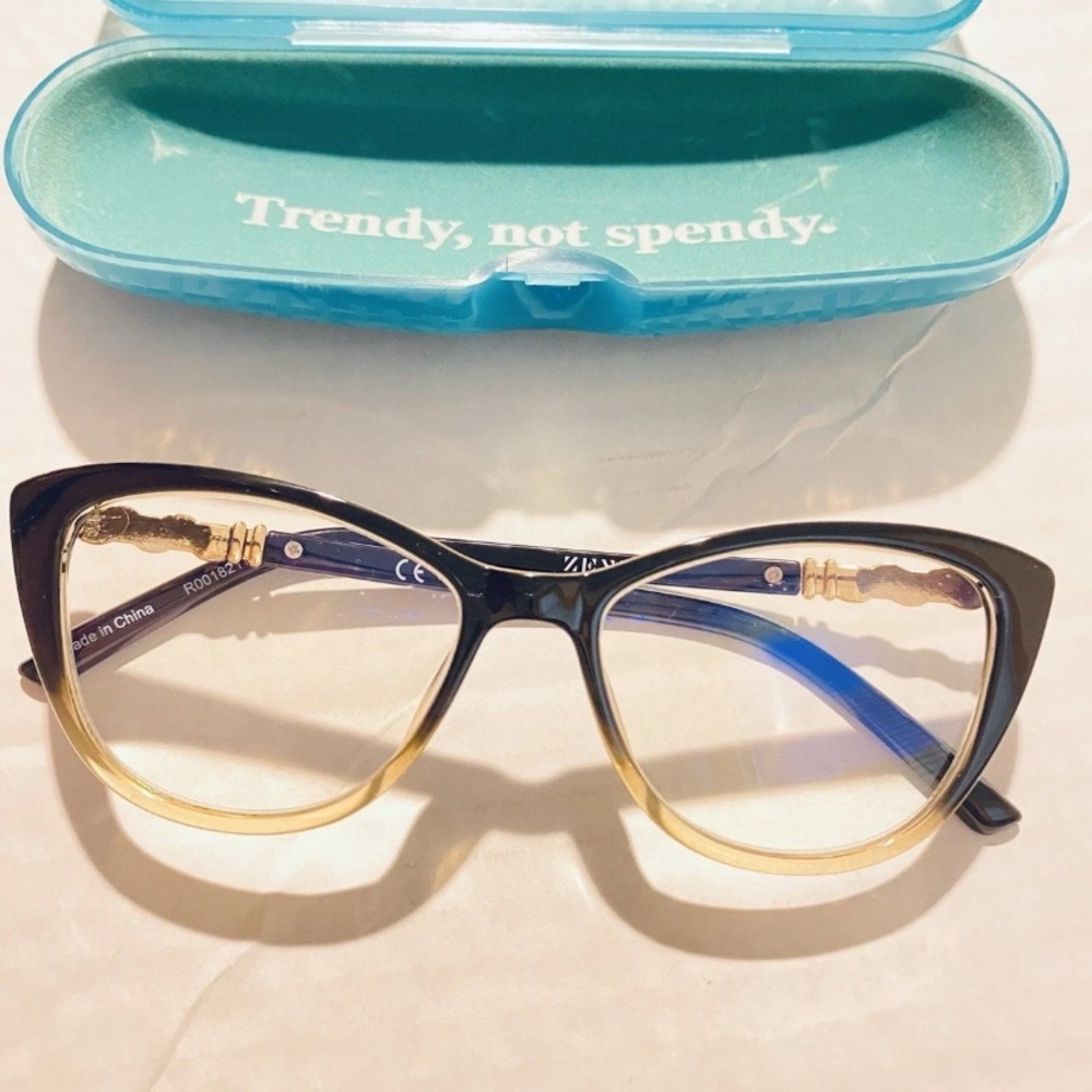 NEW! Zenni Black To Gold Ombre Cat Eye +1.50 Fashion Reading Glasses
